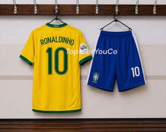 Brazil Kids Soccer Kit 2006 Home | Ronaldinho 10 Jersey | Brazil Personalised Shirt