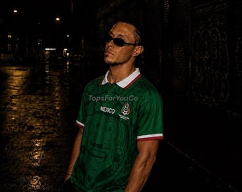 Camiseta retro de fútbol de México Azteca / Equipación de fútbol de México 98 (local)