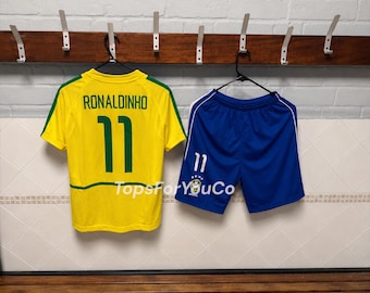 Ronaldinho Kids Kit | Brazil 2002 Soccer Kit Retro