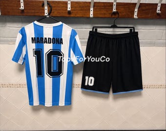 Camisa retrô de futebol Maradona 10 Argentina