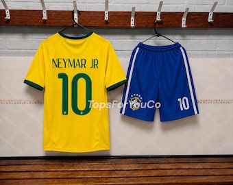 Neymar Jr 10 Brazil Kids Soccer Kit Home 2014