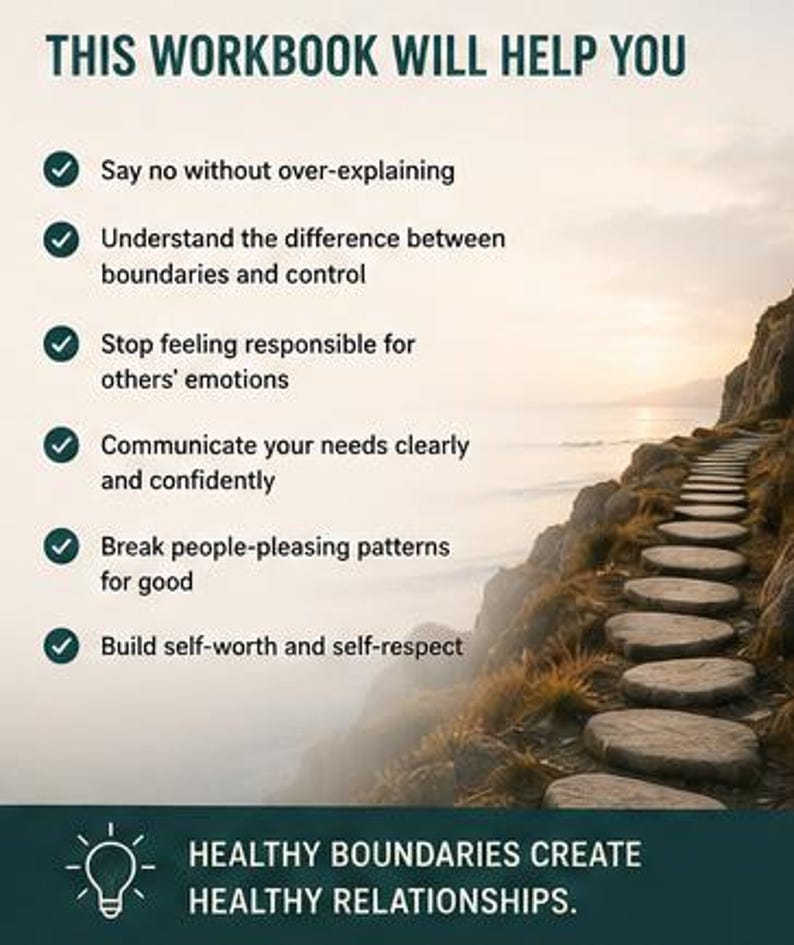 Boundaries Workbook PDF | Stop People Pleasing | Set Boundaries Without ...