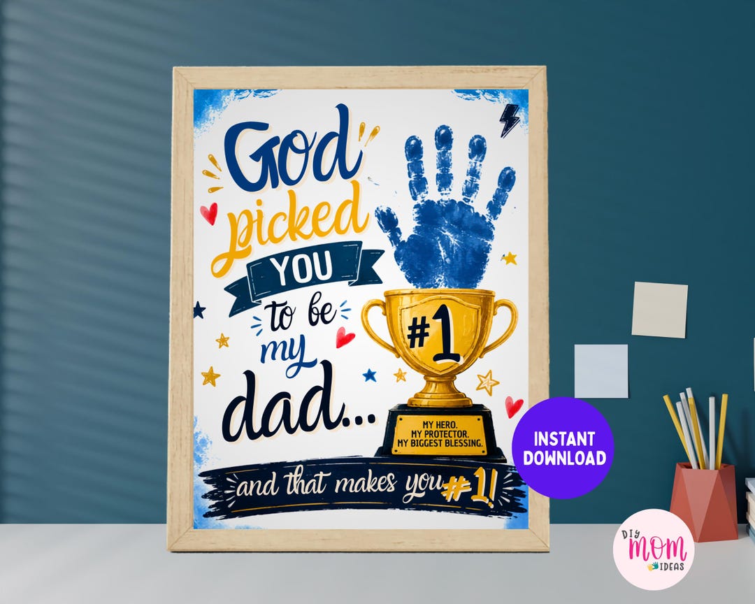 Father's Day Handprint Trophy Craft Printable, Number 1 Dad Craft,dad ...