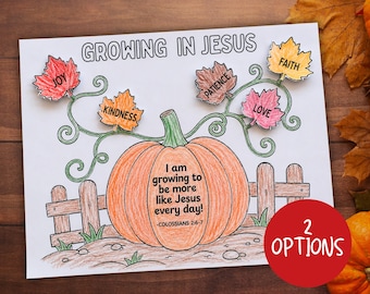 Herbstbastelidee „Im Glauben an Jesus“ für Kinder, christliche Kürbisbastelidee, Aktivität für den Sonntagsschulunterricht, Bastelidee mit biblischen Motiven, Ausmalbild zum Ausschneiden und Aufkleben für Vorschulkinder
