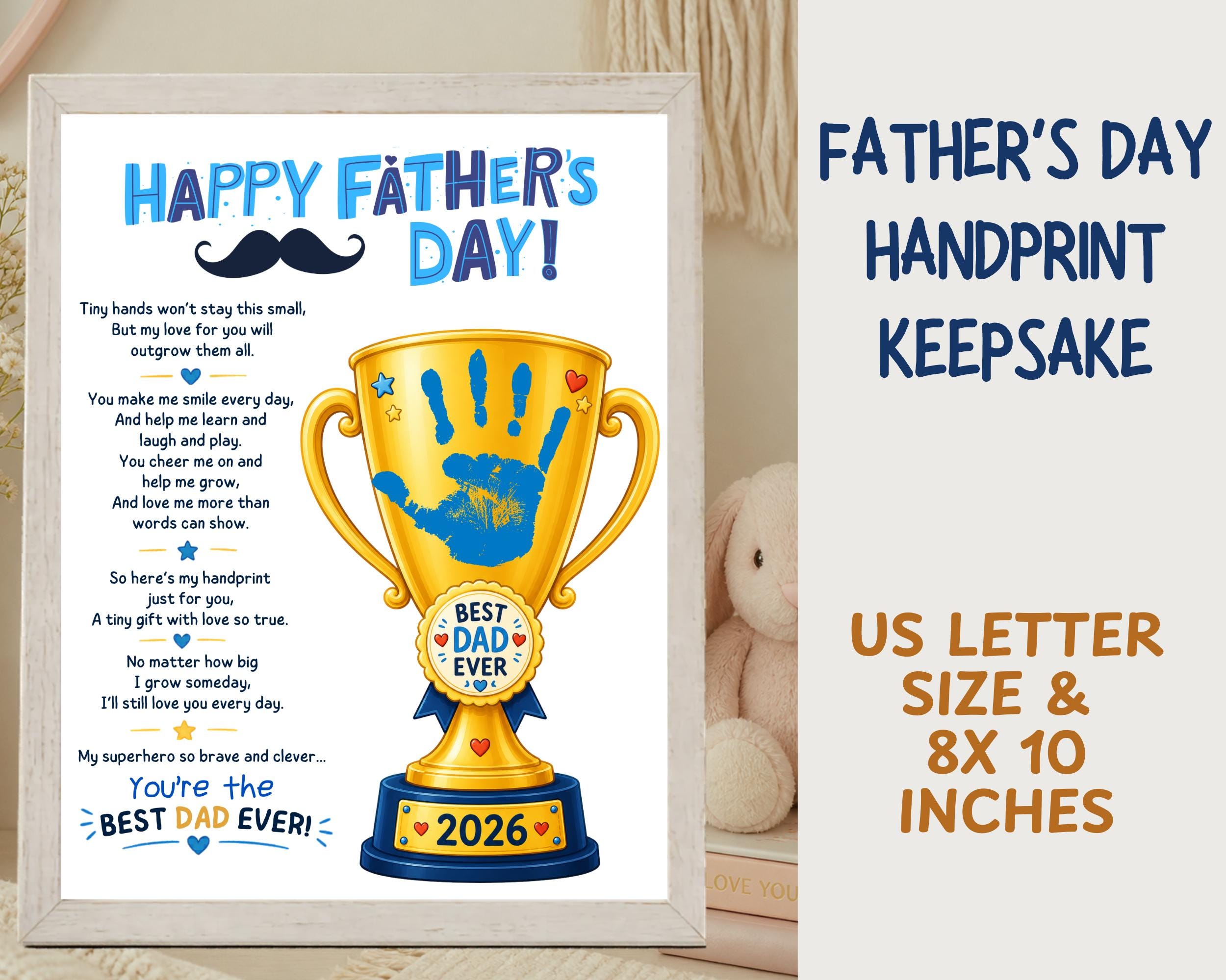 Trophy Handprint Art, Fathers Day Trophy Handprint Craft, Best Dad Ever ...
