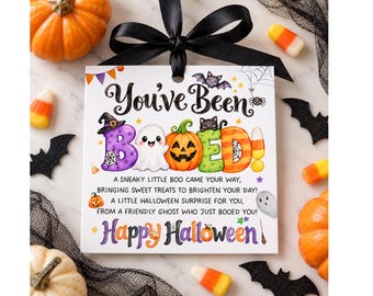 Etichetta per cestino di Halloween Boo, Poesia stampabile "Sei stato Booed", Etichetta regalo di Halloween carina, Etichetta per dolcetti di Halloween, Etichetta regalo per gioco Boo Surprise