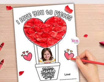 I Love You to Pieces Mother's Day Craft, Kids Photo Keepsake Activity, DIY Mother's Day Gift From Kids