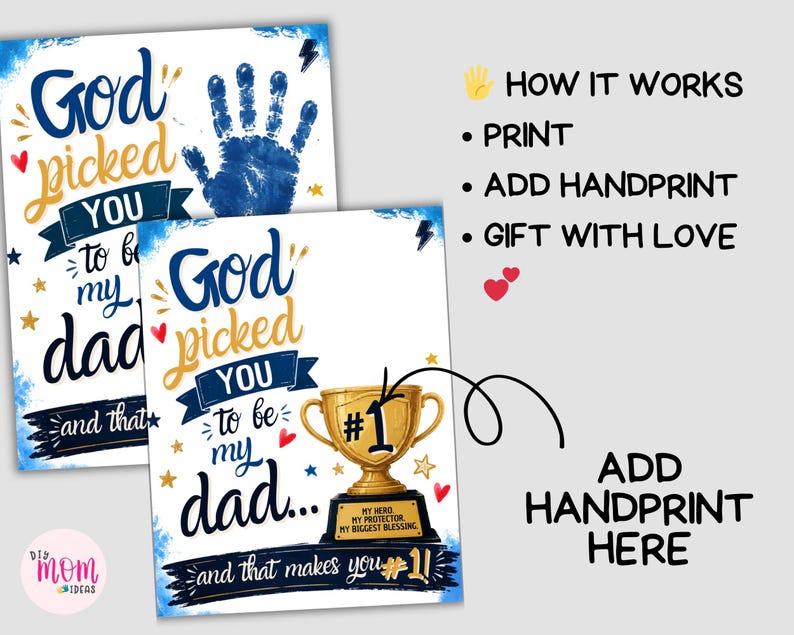Father's Day Handprint Trophy Craft Printable, Number 1 Dad Craft,dad ...