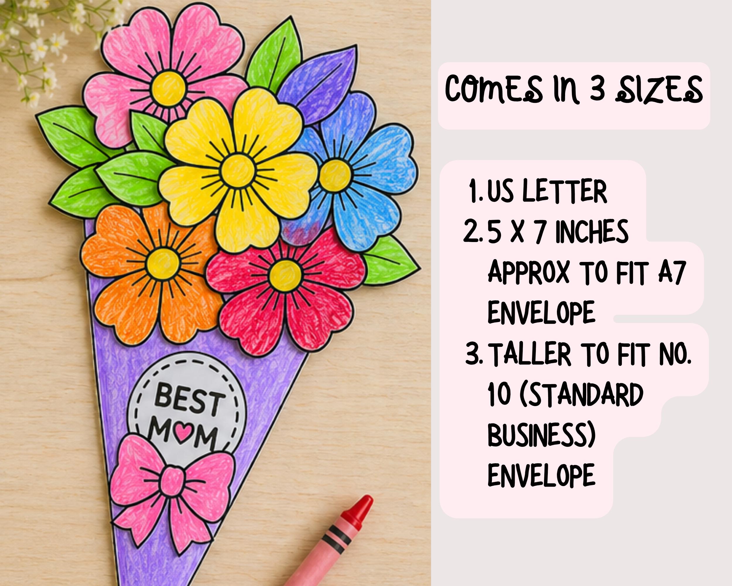 Mother's Day Paper Flower Bouquet Craft Printable, DIY Paper Bouquet ...