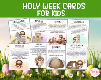 Printable Holy Week Story Cards for Kids, Easter Bible Lesson Activity, Easter Resurrection Story Cards Scripture, LDS Sunday School Study