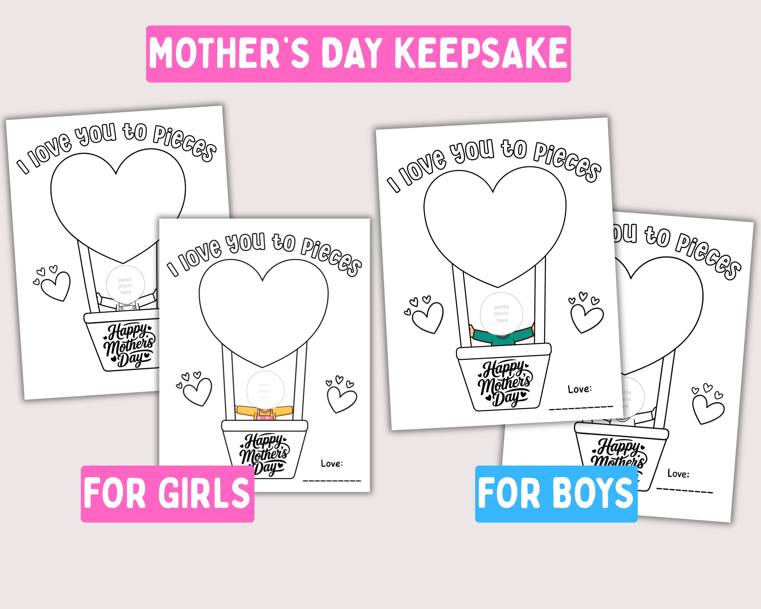 Mother’s Day Craft Printable I Love You to Pieces Template, DIY Mom ...