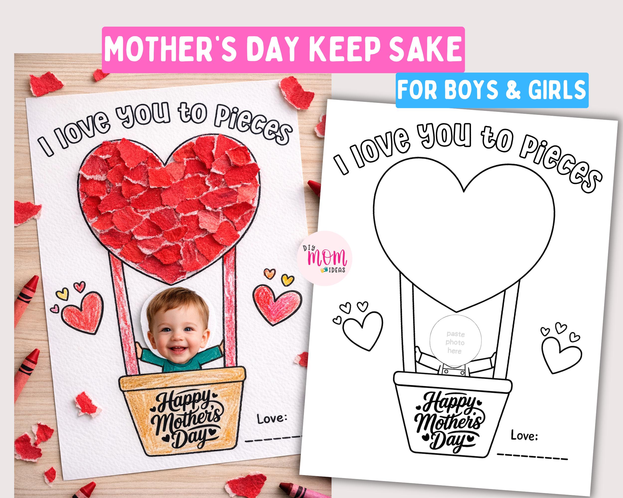 Mother’s Day Craft Printable I Love You to Pieces Template, DIY Mom ...
