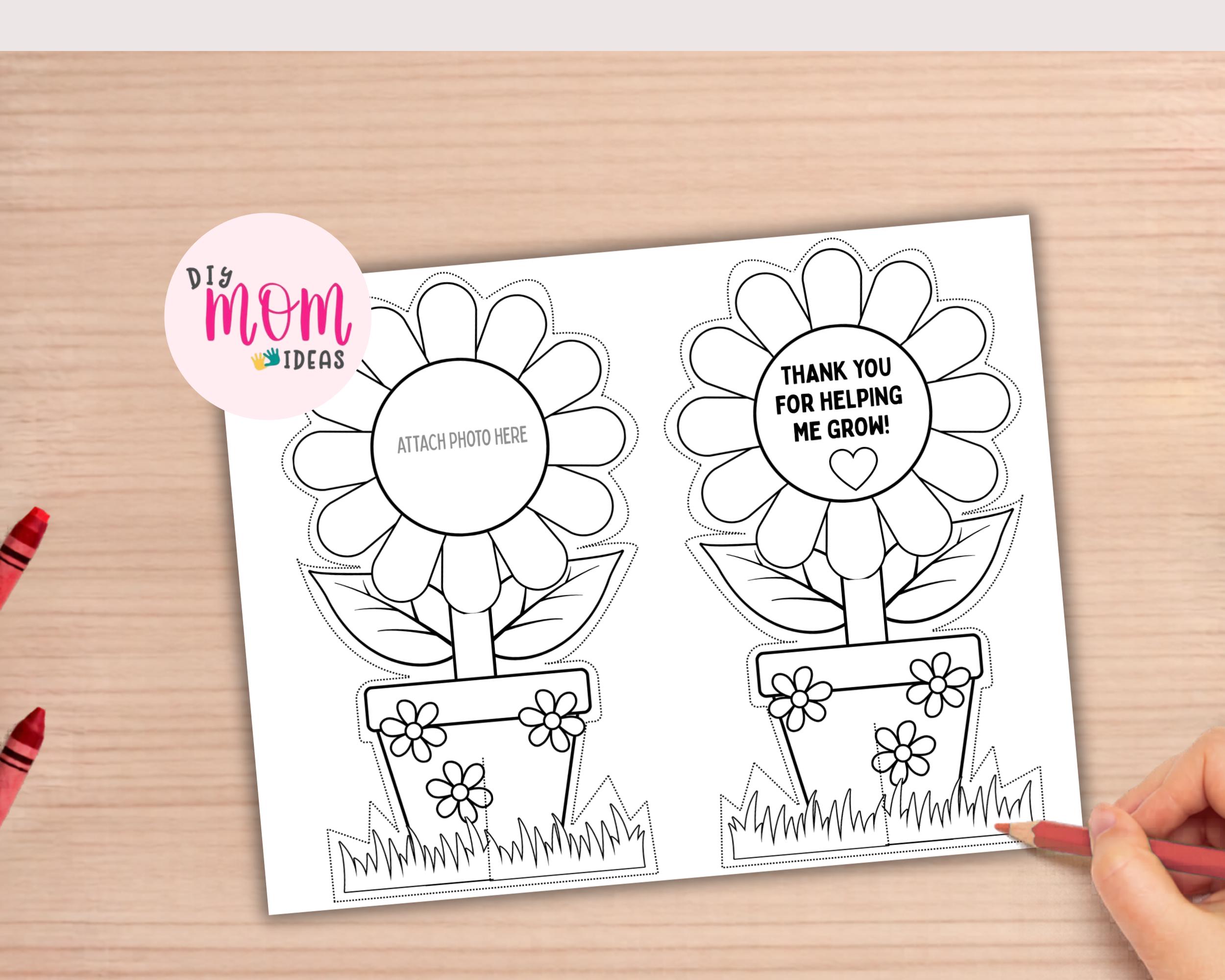 Printable Mother’s Day Craft Kids Flower Craft Card With Photo Keepsake ...