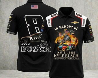 Kyle Busch Polo Shirt, Rip Rowdy Polo shirt, Tribute Kyle Racing Fan Shirt, In Memory Motorsport Graphic Polo shirt