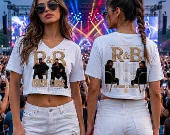 Usher Chris Brown R&B Tour V-Neck Crop Top, Raymond Brown Concert Baby Tee, Womens Tour Dates Shirt, RB Artist Fan Merch