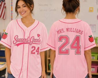 Personalized Teacher Baseball Jersey, Custom Teacher Shirt, Mrs. Teacher Jersey, Apple Teacher Shirt, Back to School Gift