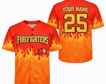 Custom Firefighter Baseball Jersey, Fire fighter Bananas Jersey, Custom Name & Number Jersey