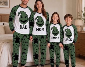 Custom Oogie Boogie Matching Halloween Pajamas, Personalized Nightmare Family PJs, Spooky Season Sleepwear, Matching Couple Kids Sleep Set