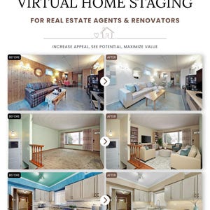 Custom Virtual Home Staging, Digital Photo Room Makeover Interior Design Mockup