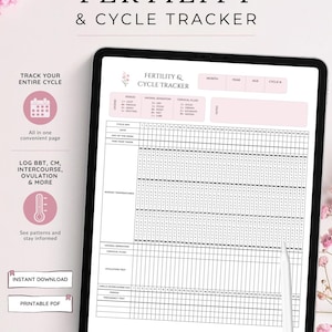 BBT Chart, Trying To Conceive, Fertility Tracker Template | Cycle, Period, and Ovulation Printable Log