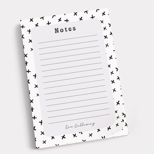 Minimalistiskt anteckningsblock | Svartvita prickiga, streckade och korsmönster | Modernt brevpapper.