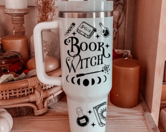 Book Witch Fantasy 40oz Tumbler,  Tumbler With Straw & Lid, Witchy gift idea