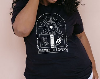 Enemies to Lovers T-shirt, Bookish Trope T-shirt, Gift for Book lovers,  Inclusive Plus Size Tees, Top Book Lover Gift Idea, Reader Gift