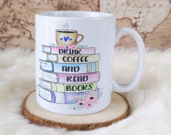 Personalised Coffee Mug, Personalised Tea Mug, Book Lover Mug, Top Bookworm Gift, Student Gift, Teacher Gift, Readers Mug, Books & Coffee