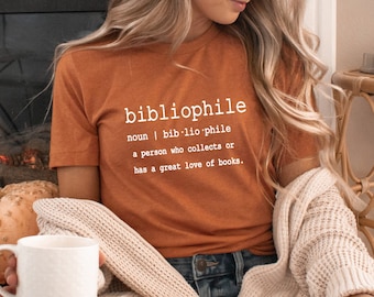 Bibliophile Bookish T-shirt, Book Lover Gift, Top Gifts For Readers, Various Colours & Plus Sizes Available, Gold Foil Bookish Design