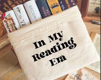 In My Reading Era Book Basket, Cream Canvas Organiser, Reader Gift, Teacher Gift, Student Gift, Top Gifts For Bookworms