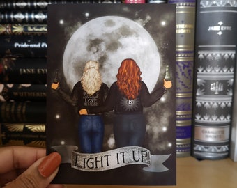 Light It Up" Crescent City Print featuring Bryce and Danika - Black Moon - UNFRAMED A4, A5, A6, Sarah J Maas, Official Licensed Merch