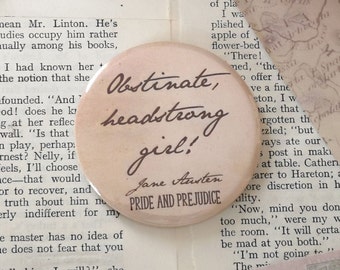 Jane Austen Obstinate Headstrong Girl Pocket Mirror, Reader Gift, Teacher Gift, Student Gift, Top Gifts For Bookworms, Austenite