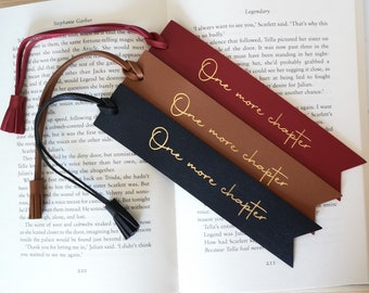 One More Chapter PU Leather Bookmark With Tassel, Book Lover Gift, Teacher Gift, Reader Gift, Top Gifts For Bookworms