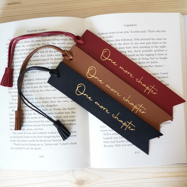 One More Chapter PU Leather Bookmark With Tassel, Book Lover Gift, Teacher Gift, Reader Gift, Top Gifts For Bookworms