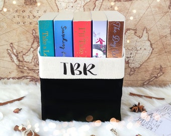 Canvas Organiser TBR (Small) Bookish Reversible available in cream or black/cream, Student Gift, Teacher Gift, Student Gift, Storage Caddy