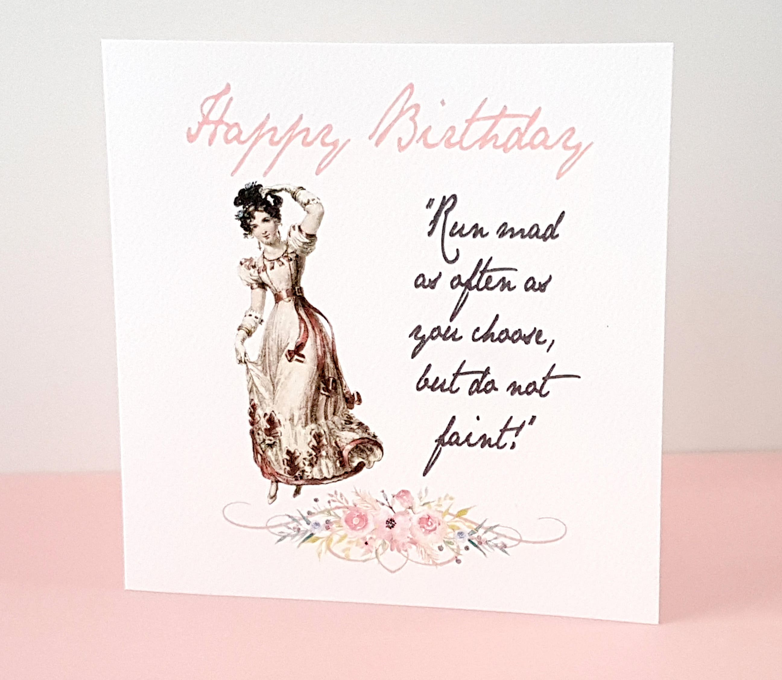 Jane Austen Birthday Card Jane Austen Gift Run mad as | Etsy