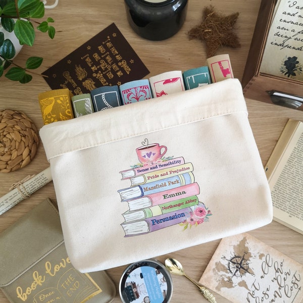 Jane Austen Book Basket, Book Box, Book Bin, Book Holder, Regency Book Lover Gift, Teacher Gift, Student Gift, Top Gifts for Readers