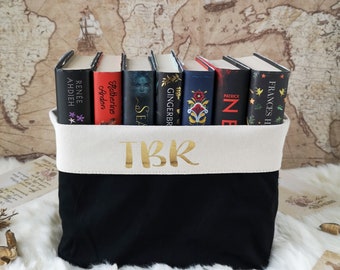 TBR Bookish Canvas Organiser, Book Basket, Book Bin, To Be Read, Top Gifts For Bookworms, Teacher Gift, Student Gift Idea