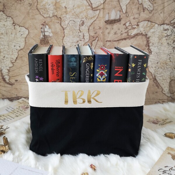 TBR Bookish Canvas Organiser, Book Basket, Book Bin, To Be Read, Top Gifts For Bookworms, Teacher Gift, Student Gift Idea