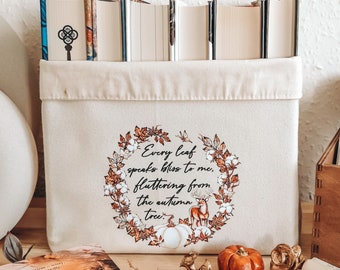 Autumn Book Basket With Emily Bronte Quote, TBR Basket, Book Lover Box, Reader Gift, Teacher Gift, Top Bookish Gifts, Storage Caddy