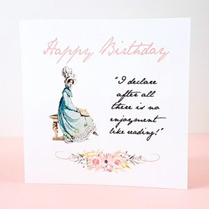 Carte d'anniversaire Jane Austen, carte Jane Austen, citation sans plaisir comme la lecture, cadeaux pour les rats de bibliothèque, cadeau enseignant, cadeau amateur de livres
