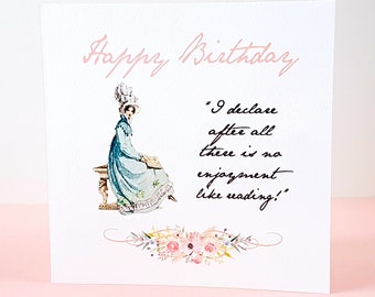 Jane Austen Birthday Card, Jane Austen Card , No Enjoyment Like Reading Quote, Gifts For Bookworms, Teacher Gift, Book Lover Gift