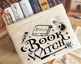 Book Basket, Book Witch Wand Design Canvas Organiser, Book Storage, Reading Goals, Top Book Lover Gift, Book Bin, Book Holder, Teacher Gift