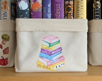 Pastel Bookstack, Bookish Tropes Book Basket, TBR Basket, Book Lover Box, Autumn Reader Gift, Top Bookish Gifts, Storage Caddy