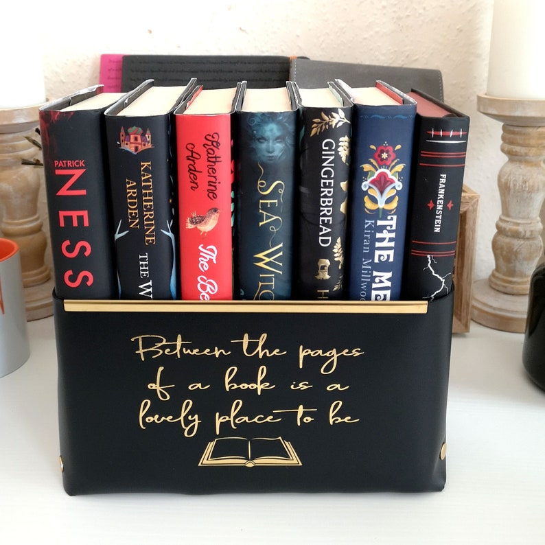 Book Basket, Book Pages Quote Mock Leather Storage Basket, Reader Gift, Teacher Gift, Student Gift, Top Gifts For Bookworms, Storage Caddy image 3