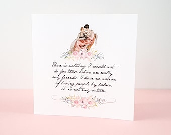 Jane Austen Card - Jane Austen Best Friend Card - “There is nothing I would not do ..." - Gifts For Bookworms - Book Lover Jane Austen Card