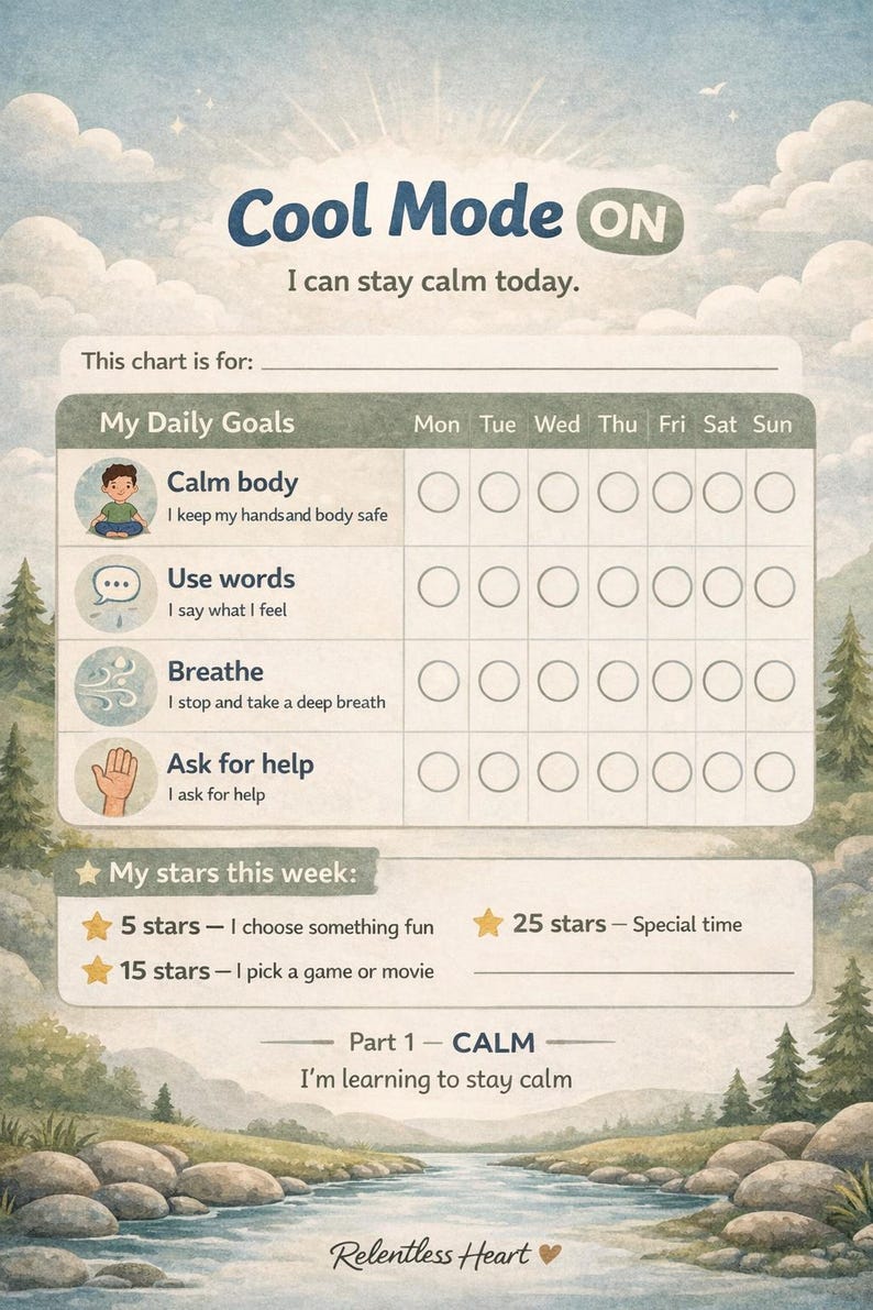 ADHD Behavior Chart Bundle for Kids Printable Calm Focus Routine Chart ...