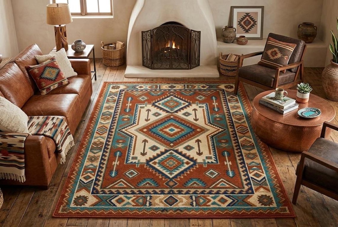 Native Tufted Rugs Hand Tufted Wool Rug – Southwestern Tribal Geometric Area Rug | Boho ...