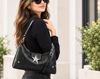 Star Shoulder Bag for Women Chic Designer Handbag Minimalist Winter Fashion Purse Trendy Everyday Statement Bag Christmas Gift for Her