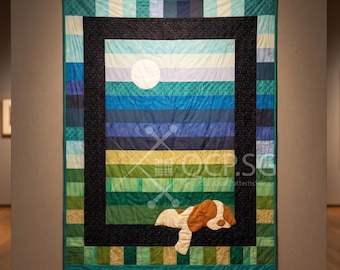 Sleeping Dog Quilt Pattern PDF – Cozy Puppy Appliqué Design